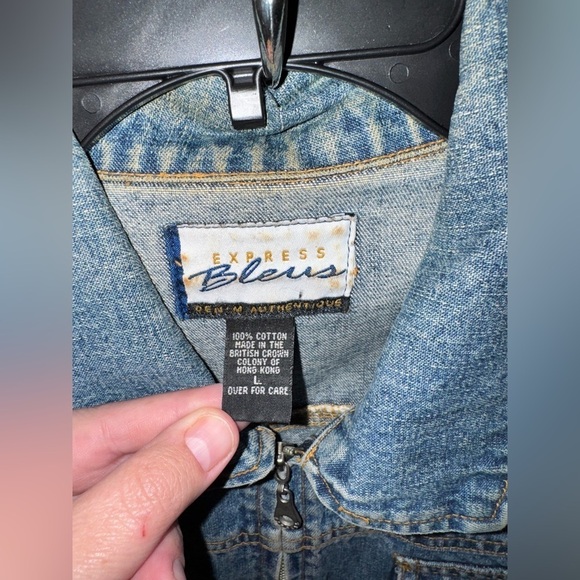 Express Bleus Vintage Blue Jean Jacket Size Large - Picture 2 of 10